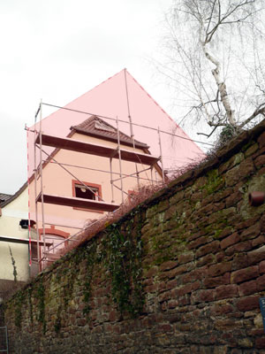 Ansicht der Gerüste von Norden 